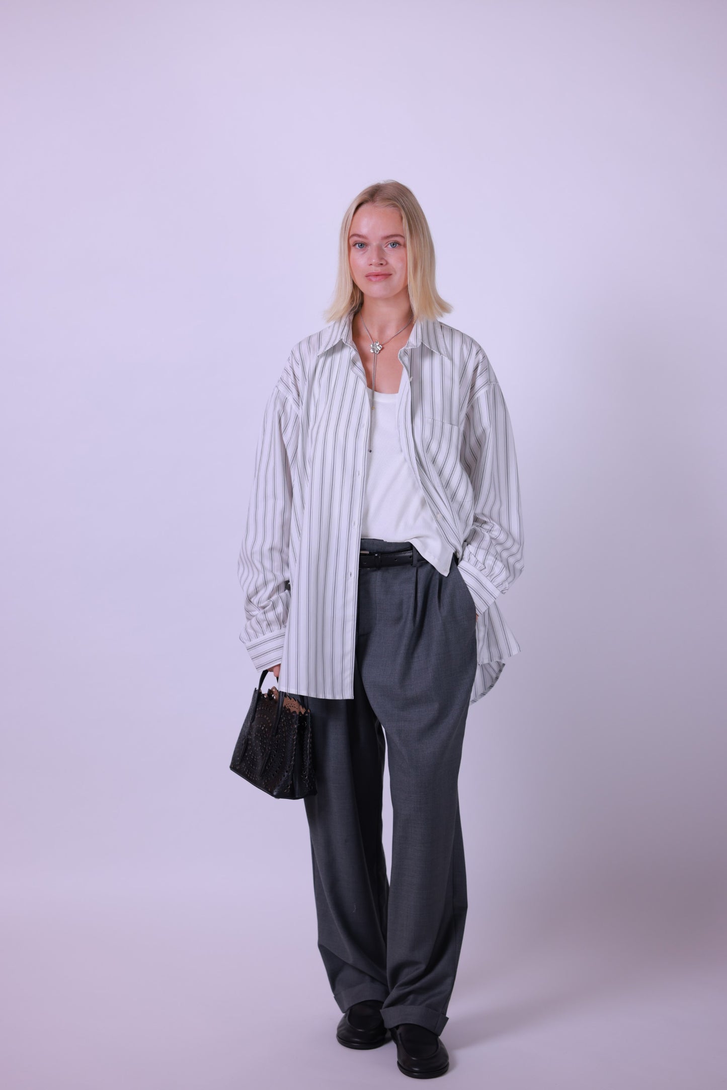 Oversized striped shirt blue/off white