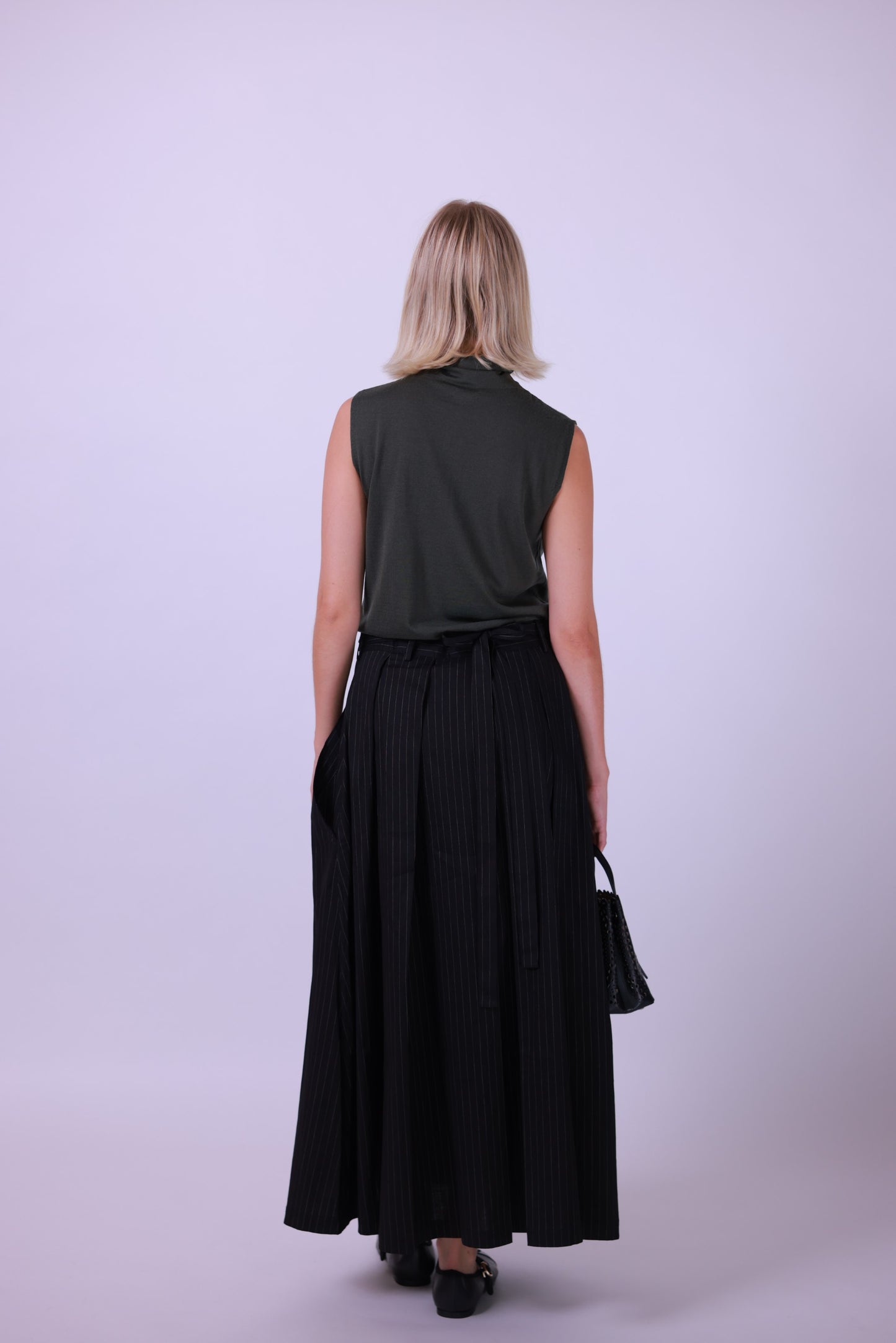 Cardigan and high neck top wool green/black