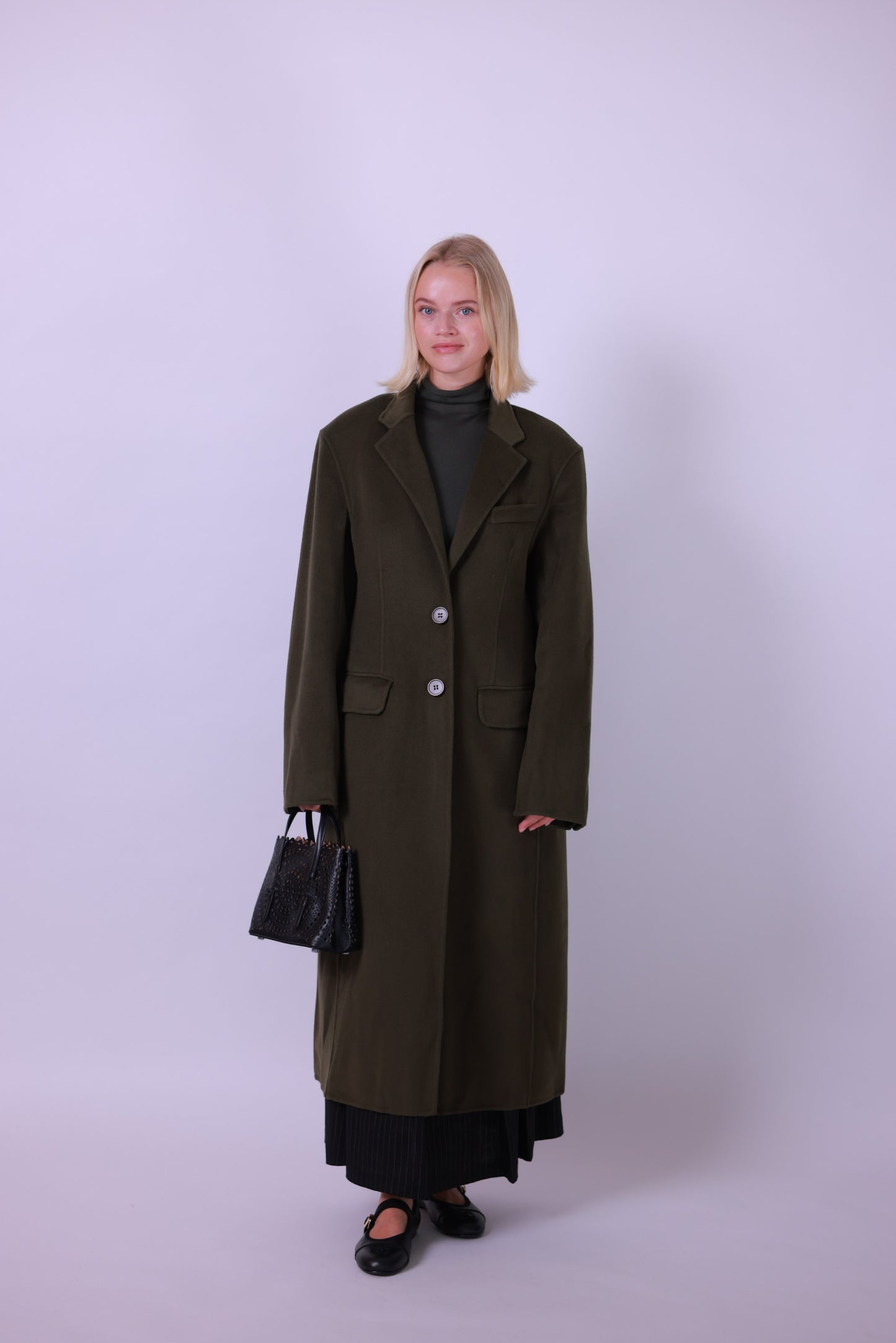Coat wool cashmere green/beige/grey/black