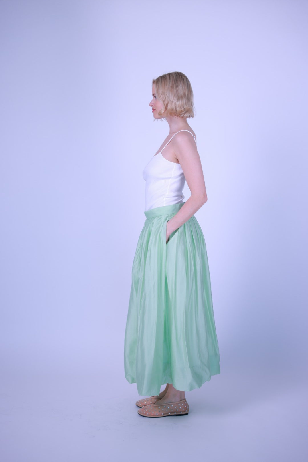 String top white/green/pink/beige