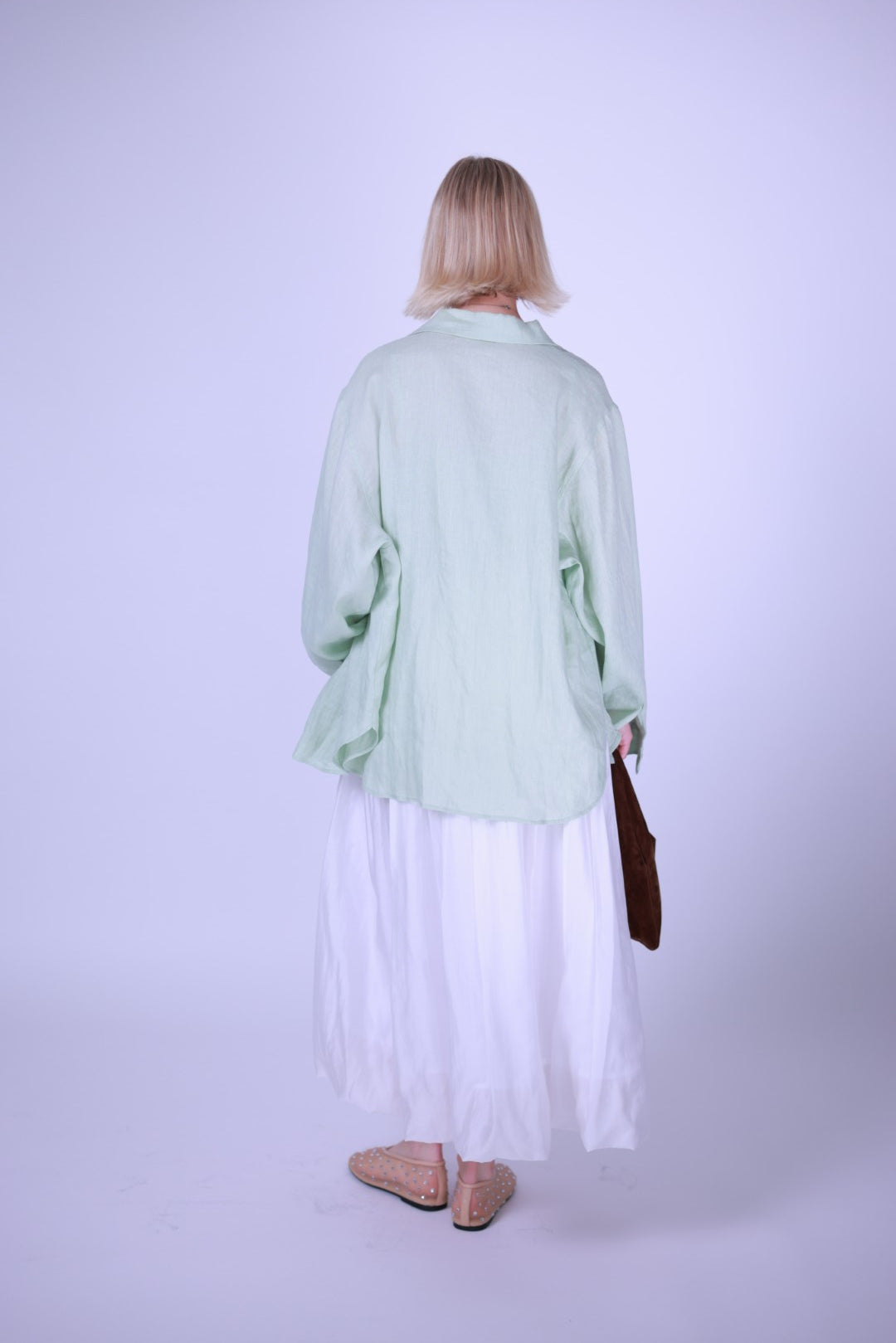 Linen shirt green/pink