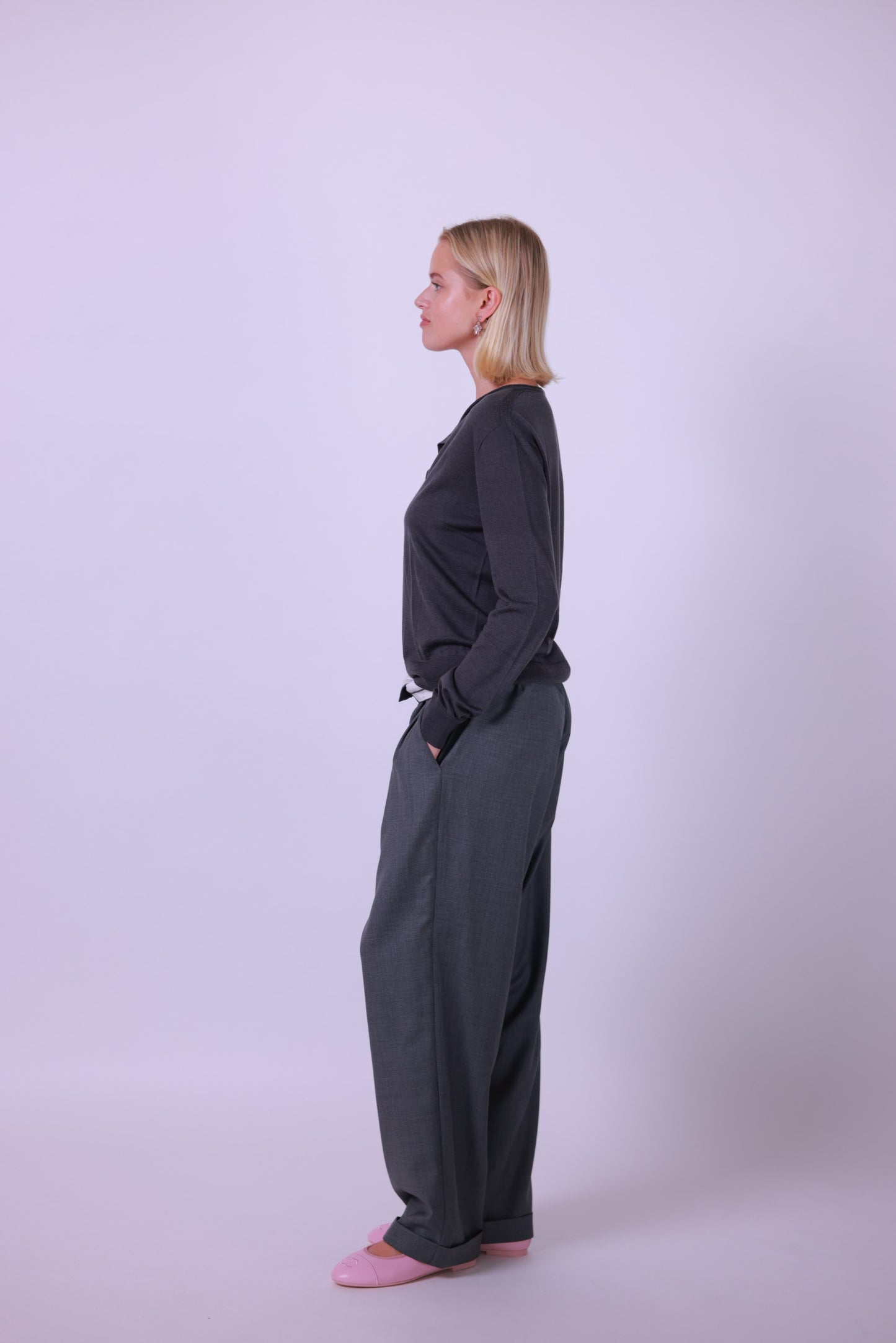 Cardigan wool gray/black