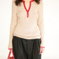 Merino wool and silk sweater beige pink/black