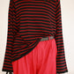 Merino wool and silk sweater red and black stripes