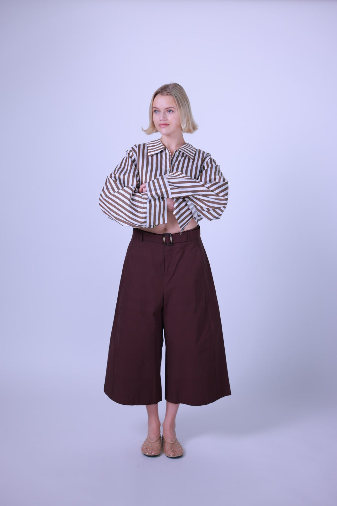 Pants palazzo crops burgundy