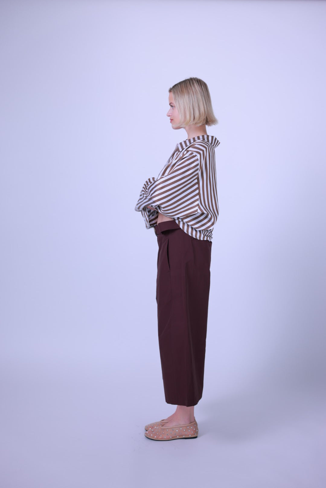 Pants palazzo crops burgundy