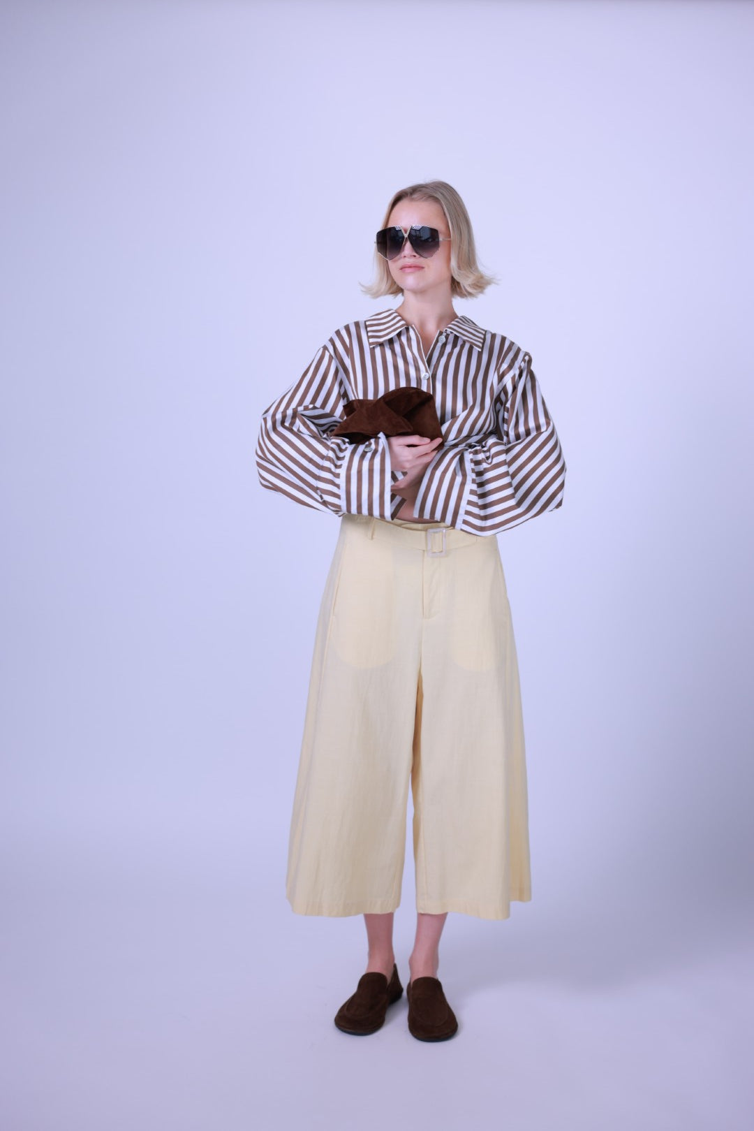 Pants palazzo crops yellow