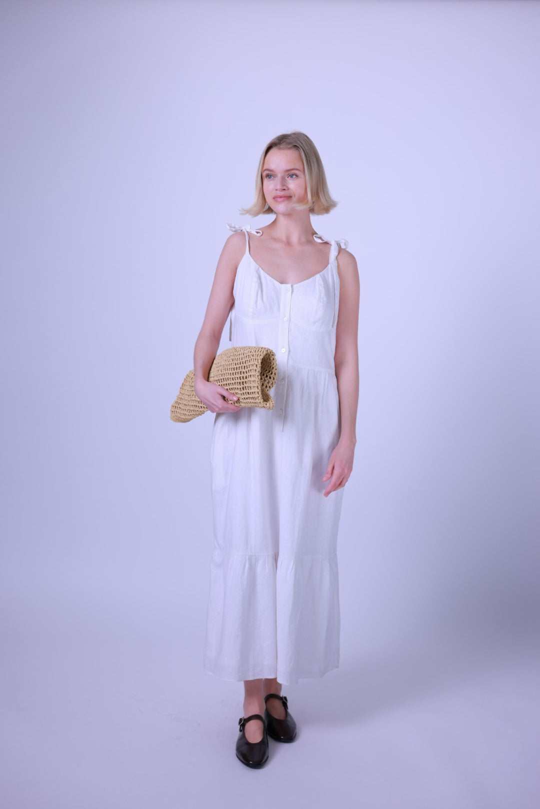Button-up linen dress