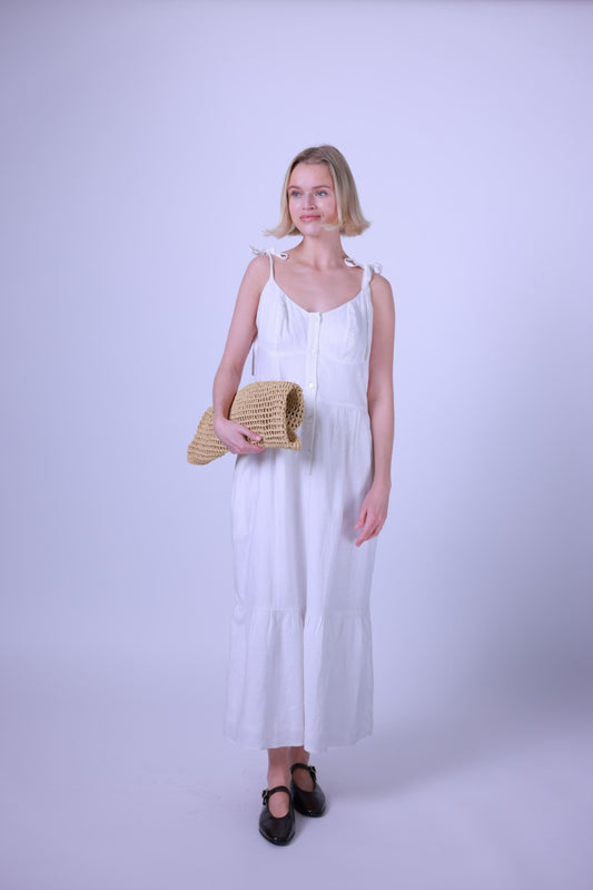 Button-up linen dress