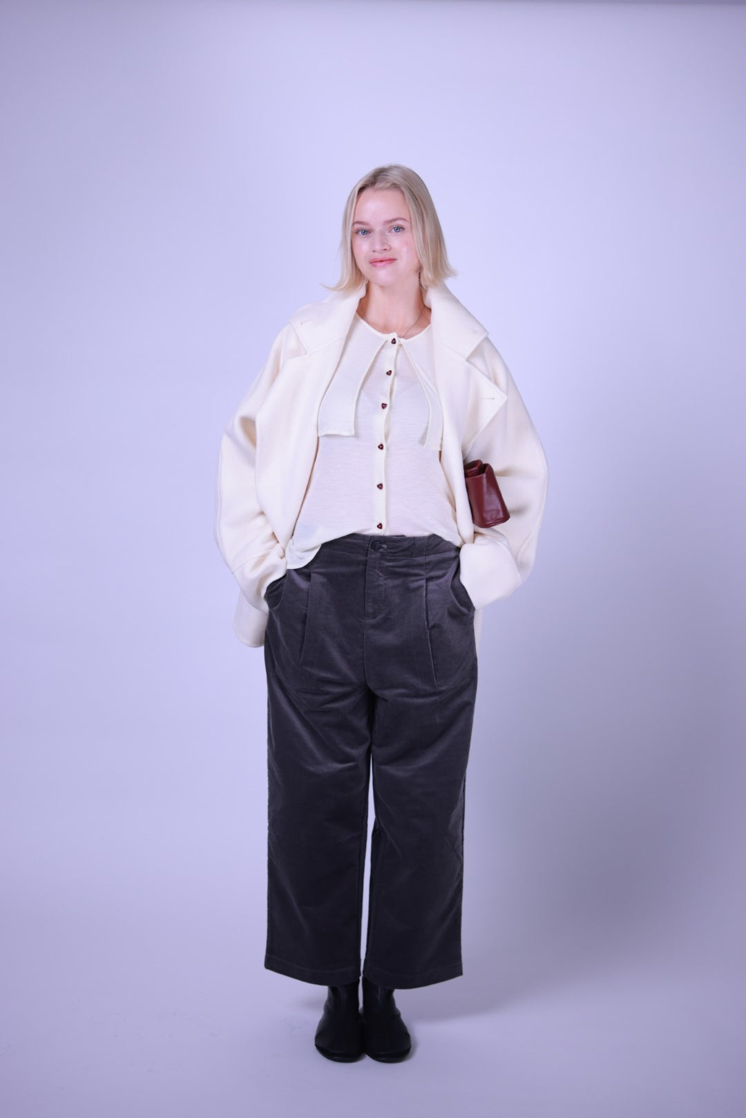 Coat, wool and cashmere blend White