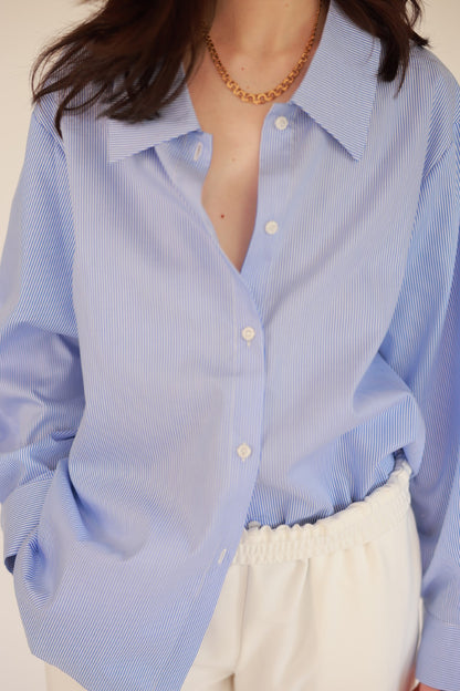 Cotton shirt blue and white stripes