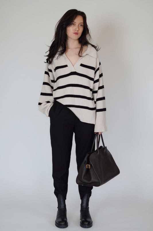 Cashmere sweater black stripes