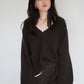 Cashmere sweater chocolate brown white edges