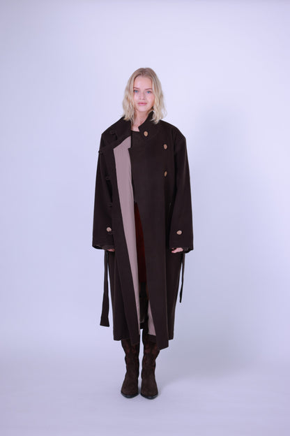 Coat, wool and cashmere blend brown