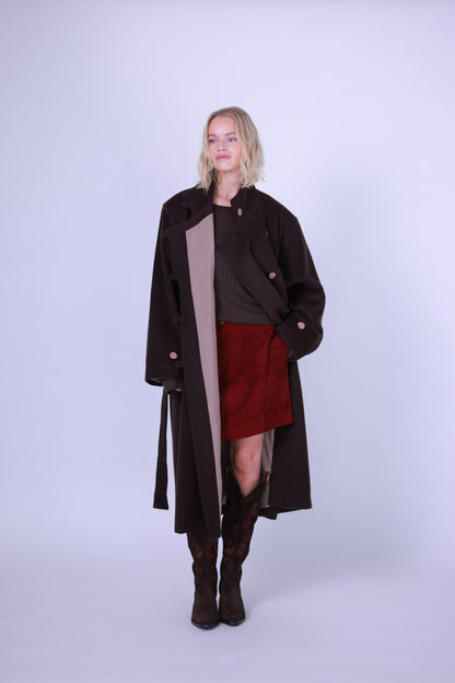 Coat, wool and cashmere blend brown