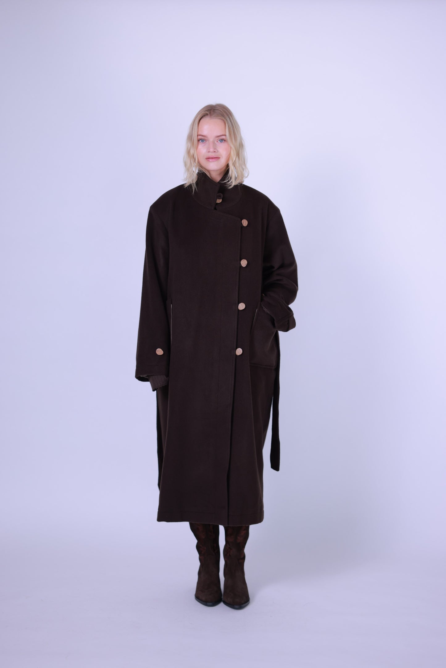 Coat, wool and cashmere blend brown