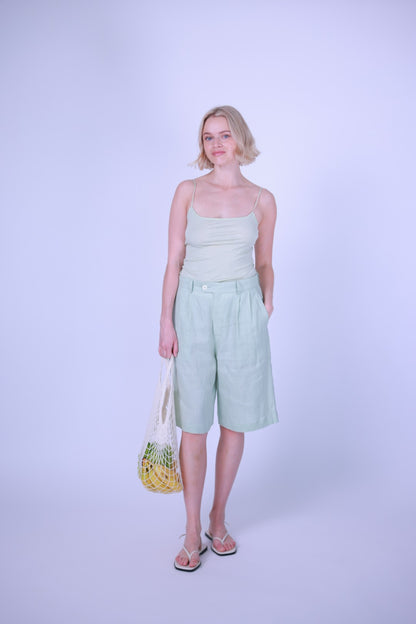 String top white/green/pink/beige