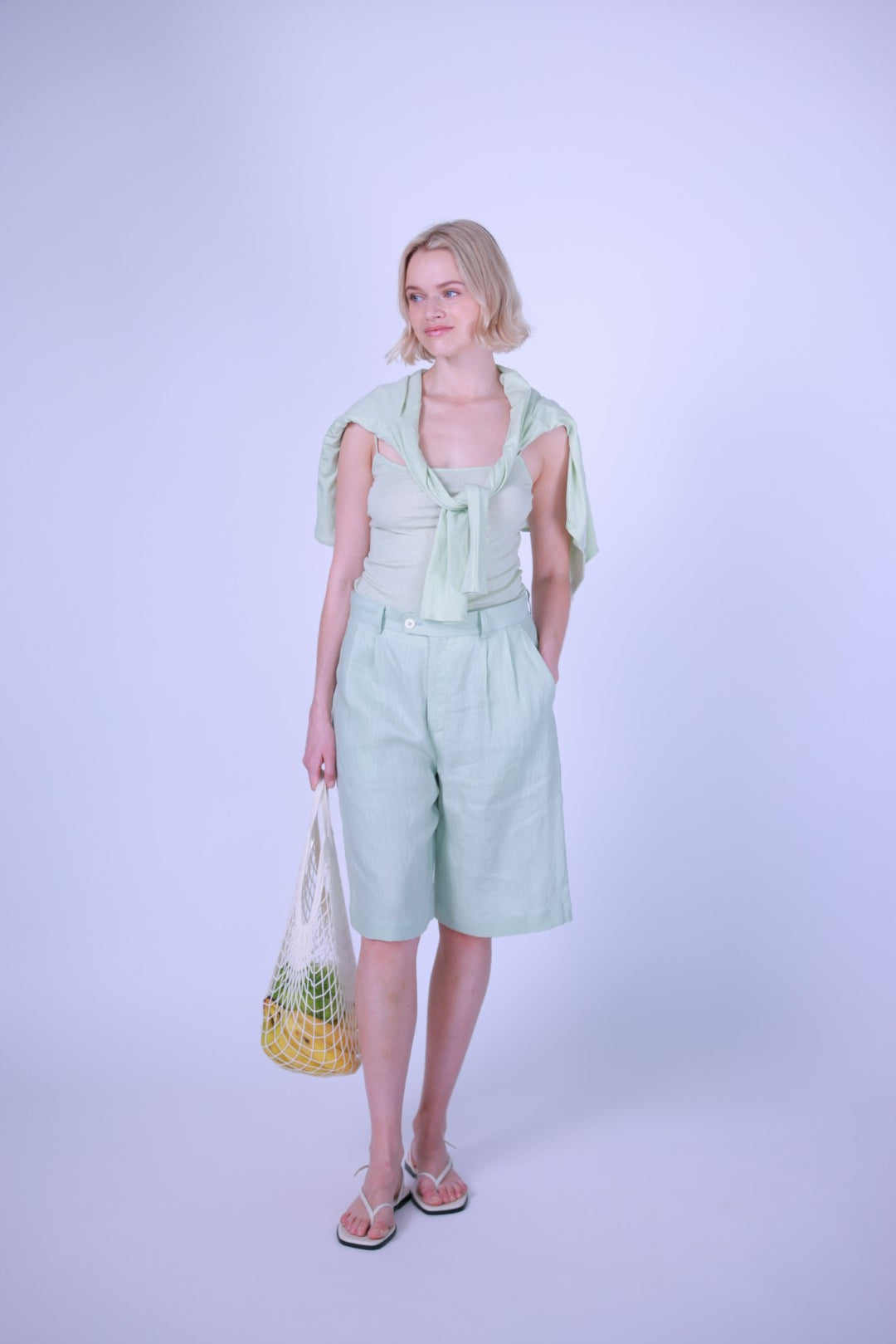 Short pants green/blue/off white