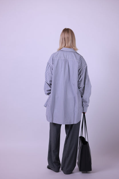 Oversized striped shirt blue/off white