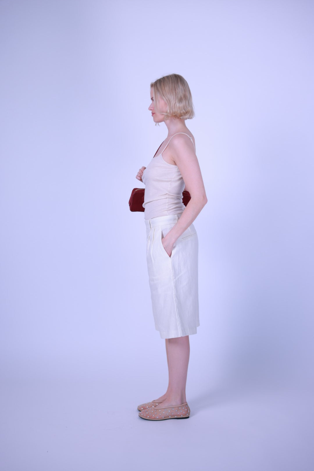 String top white/green/pink/beige