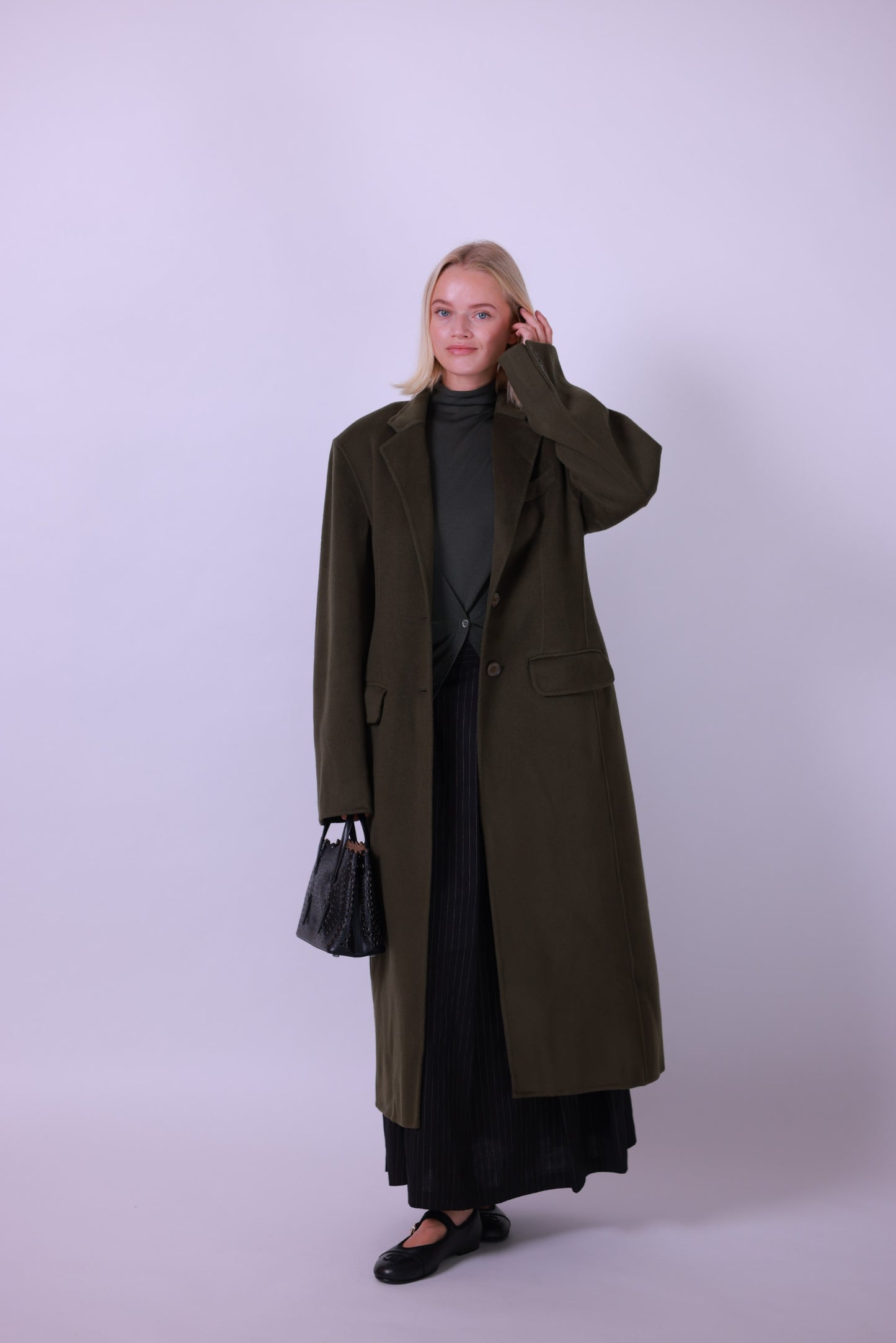 Coat wool cashmere green/beige/grey/black