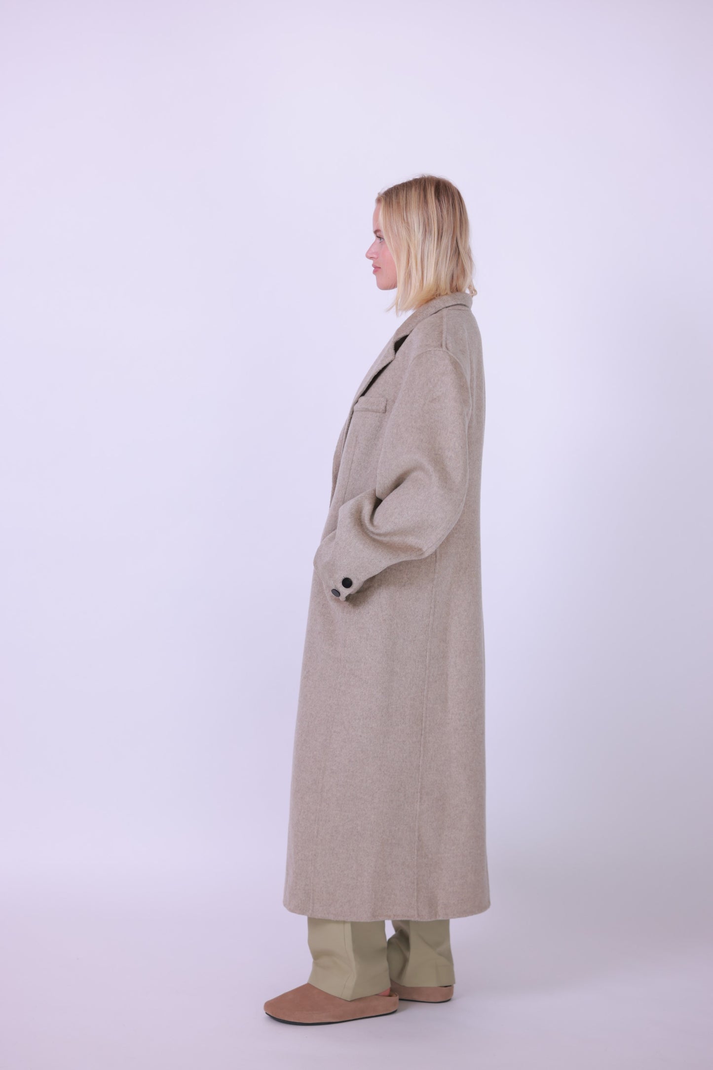 Coat wool cashmere green/beige/grey/black