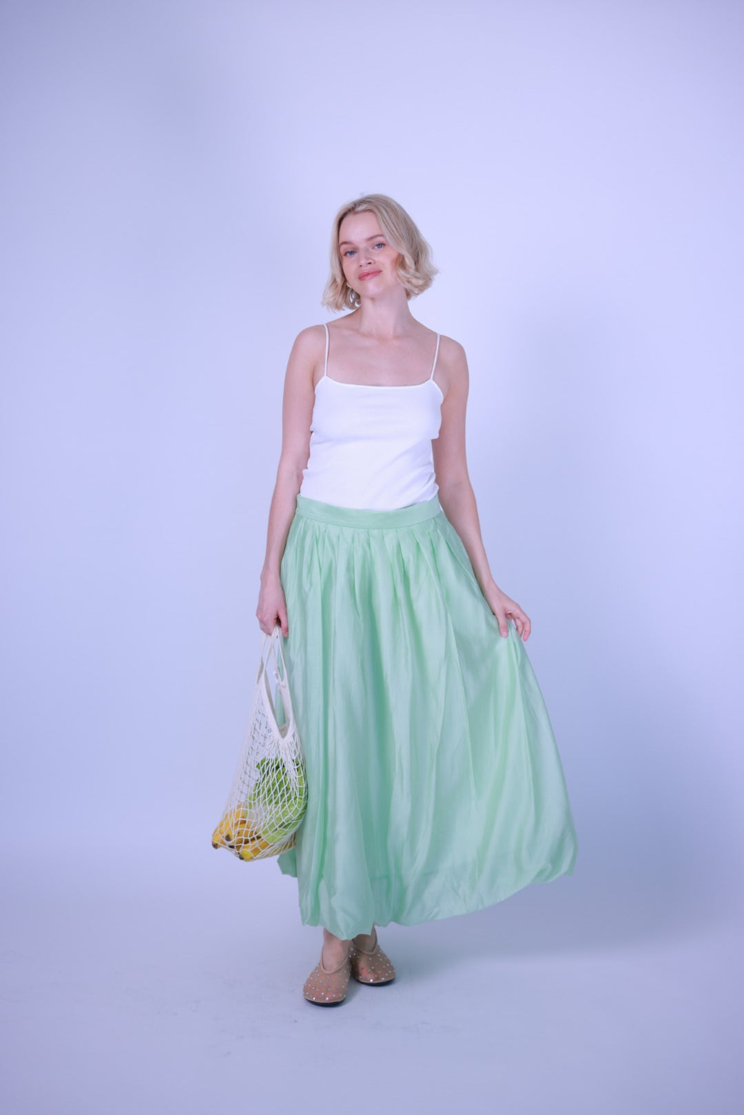 String top white/green/pink/beige