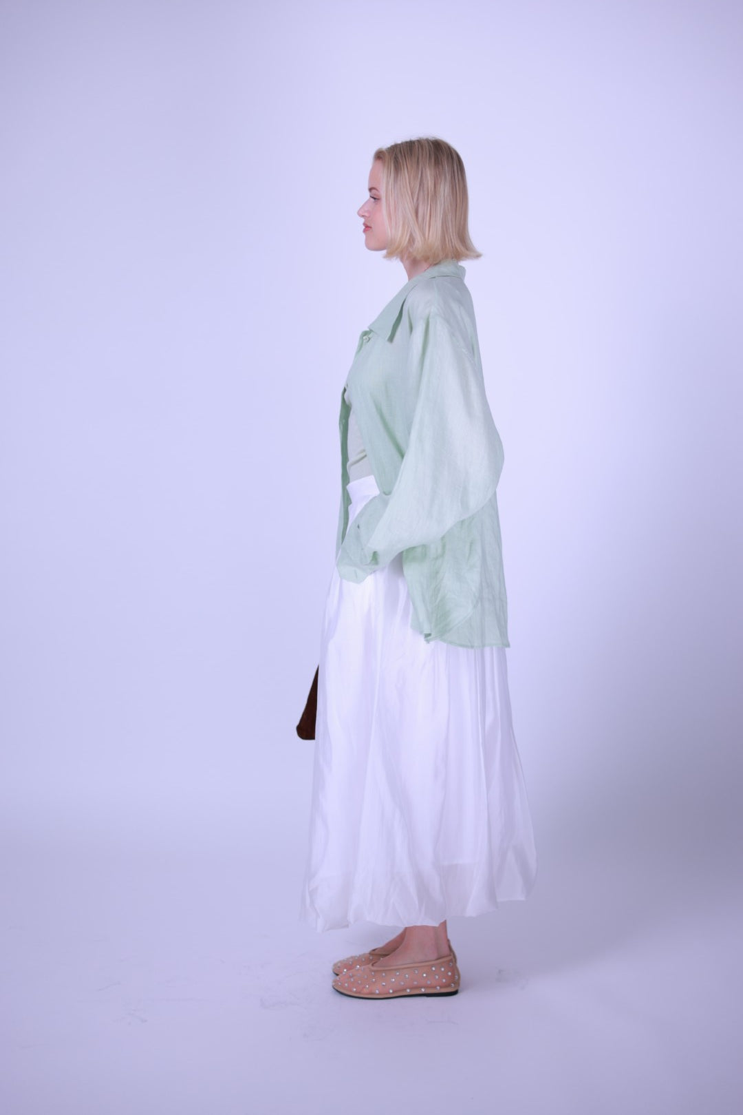 Linen shirt green/pink