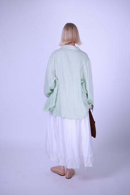 Linen shirt green/pink