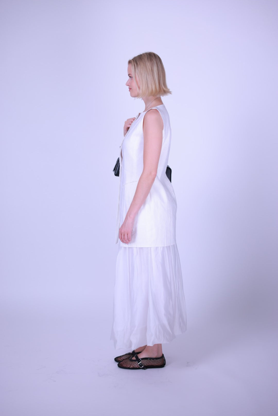 Button-down linen short dress