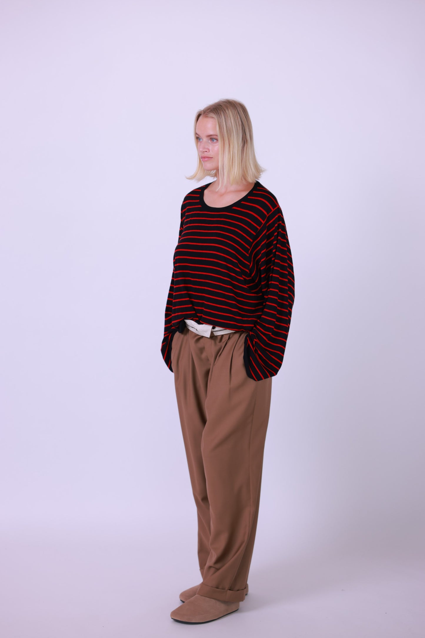 Sweater wool silk blend stripes