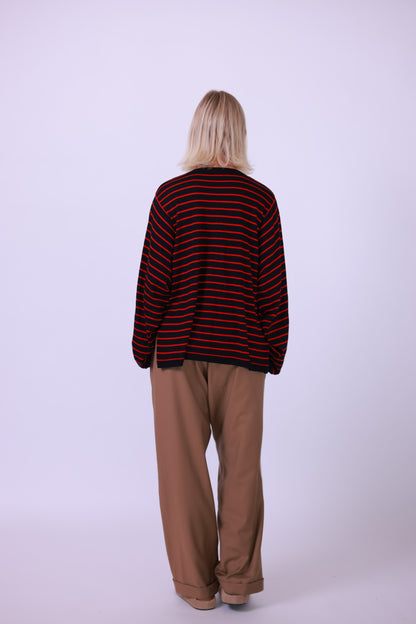 Sweater wool silk blend stripes