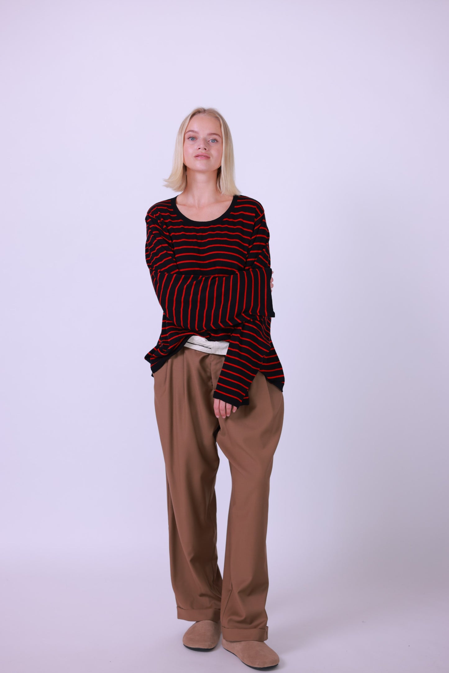 Sweater wool silk blend stripes