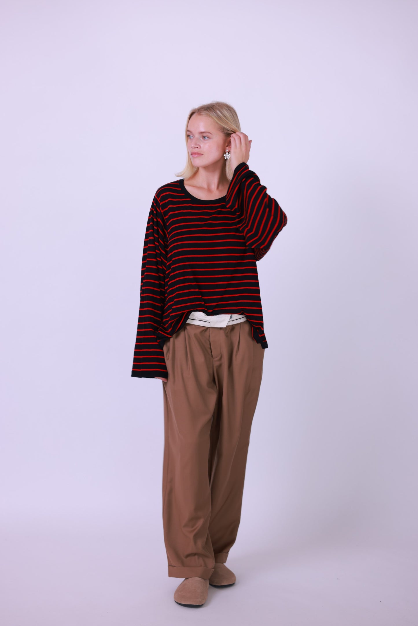 Sweater wool silk blend stripes