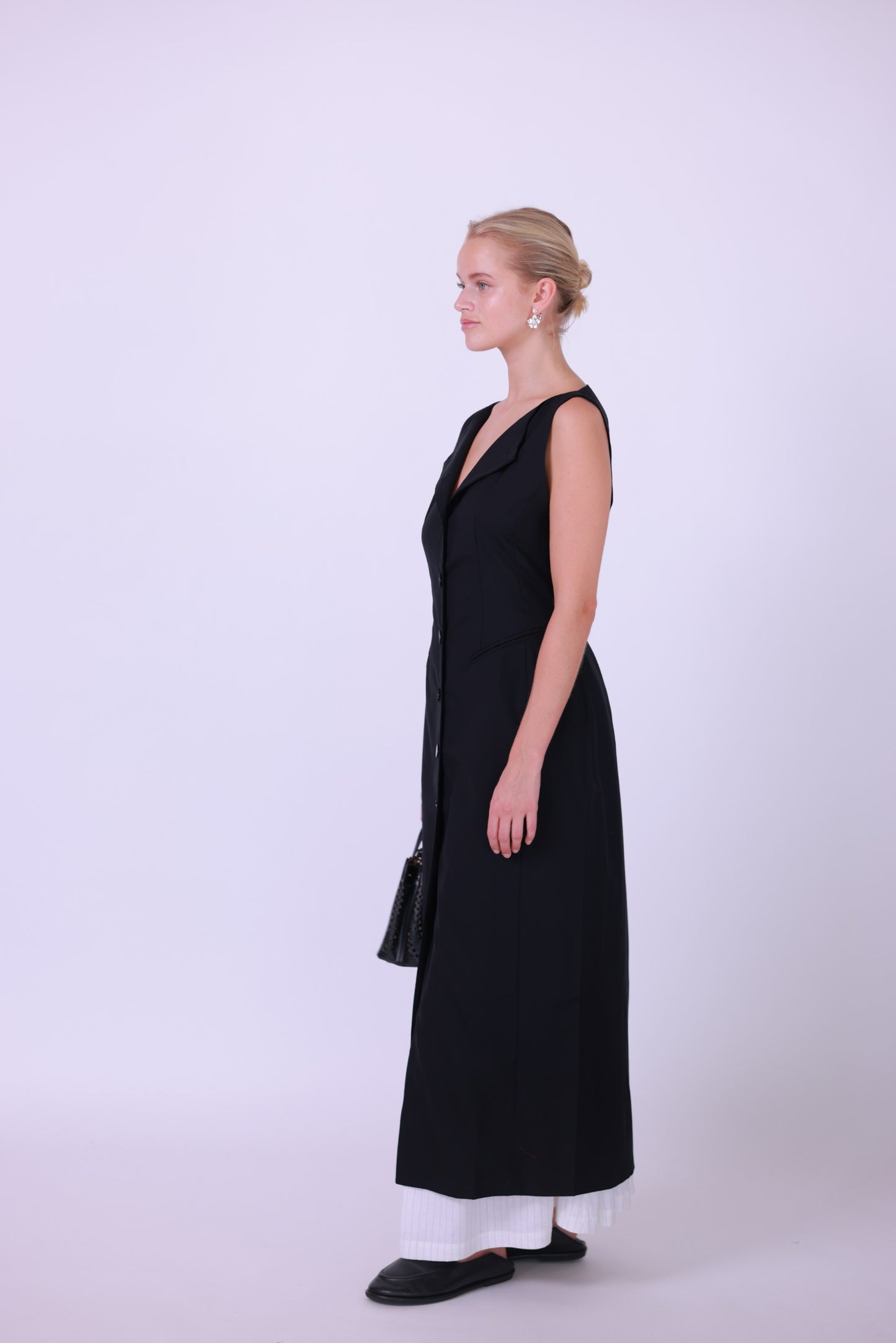 Long dress wool gray/black