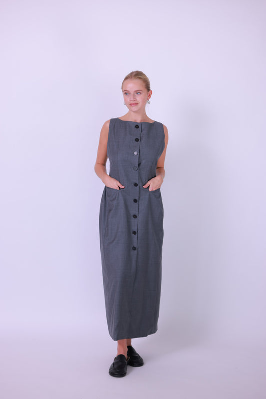 Long dress wool gray/black