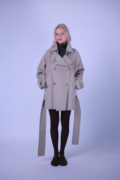 Coat, wool and cashmere blend double breasted