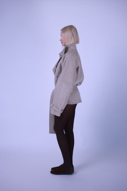 Coat, wool and cashmere blend double breasted