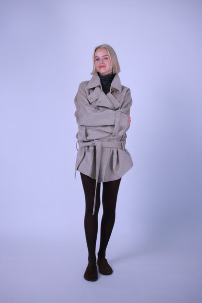 Coat, wool and cashmere blend double breasted