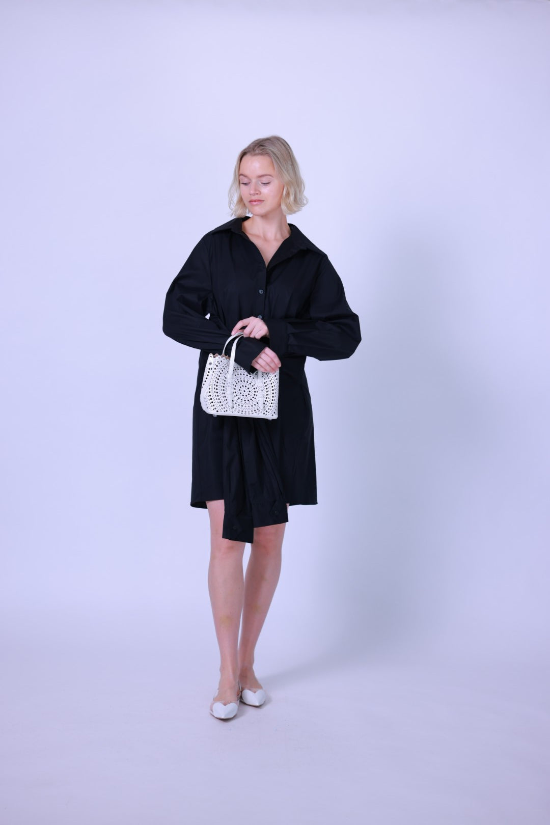 Cotton dress White/Black