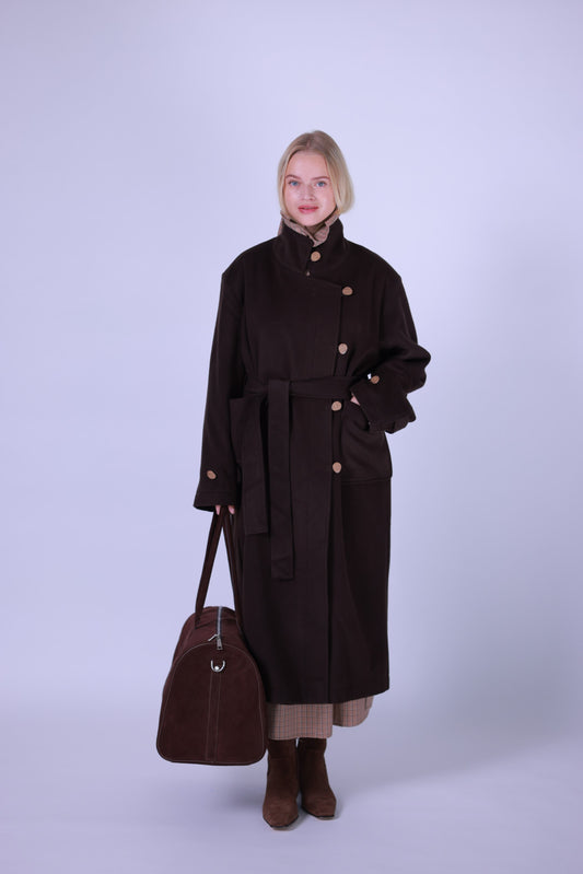 Coat, wool and cashmere blend brown