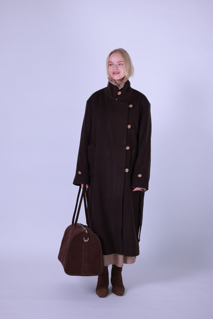 Coat, wool and cashmere blend brown