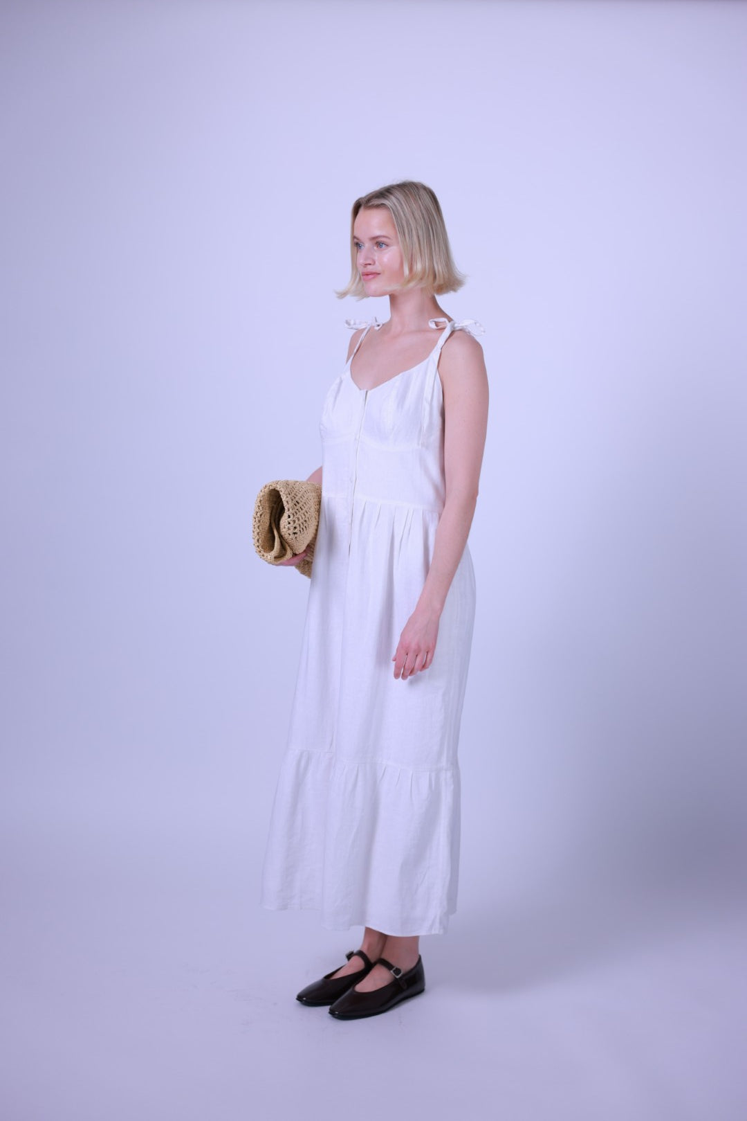 Button-up linen dress