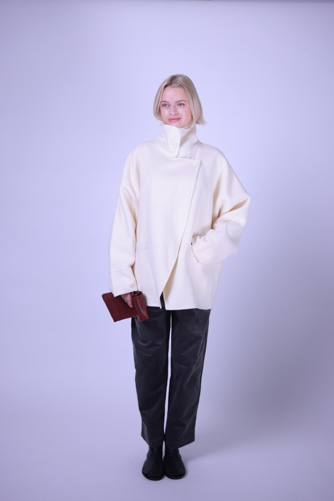 Coat, wool and cashmere blend White