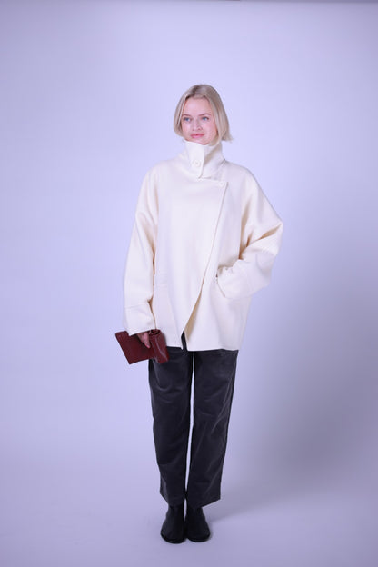 Coat, wool and cashmere blend White