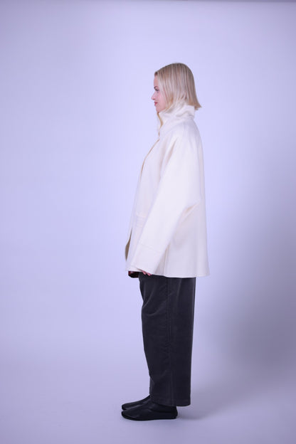 Coat, wool and cashmere blend White