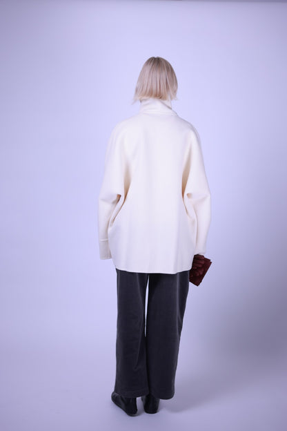 Coat, wool and cashmere blend White