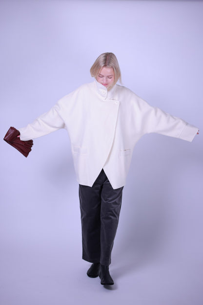 Coat, wool and cashmere blend White