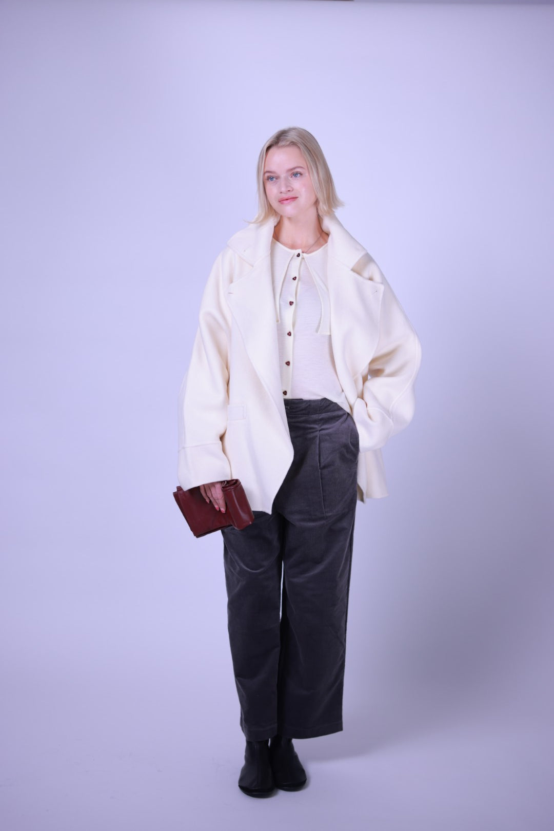 Coat, wool and cashmere blend White
