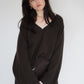Cashmere sweater chocolate brown white edges